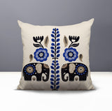 Jadi Elephant Reversible Indoor/Outdoor Square Pillow in Navy Blue - Size 20x20