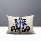 Jadi Elephant Reversible Indoor/Outdoor Lumbar Pillow in Navy Blue - Size 25x18