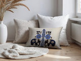 Jadi Elephant Reversible Indoor/Outdoor Lumbar Pillow in Navy Blue - Size 25x18
