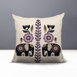 Jadi Elephant Reversible Indoor/Outdoor Square Pillow in Purple - Size 20x20