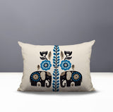 Jadi Elephant Reversible Indoor/Outdoor Lumbar Pillow in Turquoise - Size 25x18