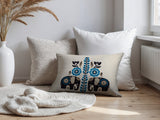 Jadi Elephant Reversible Indoor/Outdoor Lumbar Pillow in Turquoise - Size 25x18