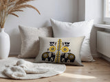 Jadi Elephant Reversible Indoor/Outdoor Lumbar Pillow in Yellow - Size 25x18