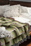 Jansen Cotton Blend Blanket Throw in Chartreuse, on a bed