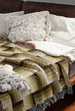 Jansen Cotton Blend Blanket Throw in Yellow and Beige, on a bed