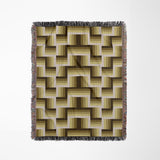 Jansen Cotton Blend Blanket Throw in Yellow and Beige, full view