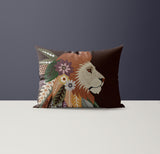 Jaro Microsuede Rectangular Pillow in Brown/Gray/Green - Size 20x14