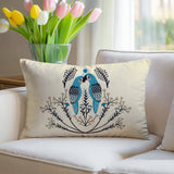 Jimi Parrot Reversible Indoor/Outdoor Lumbar Pillow in Turquoise - Size 25x18