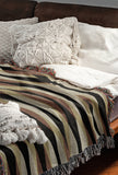 Jordyn Cotton Blend Blanket Throw in Black, draped over a chair