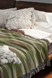 Jordyn Cotton Blend Blanket Throw in Chartreuse, draped over a chair