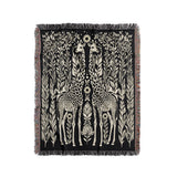 Josu Giraffe Cotton Blend Blanket Throw in Black and Off-White, full view