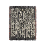 Josu Giraffe Cotton Blend Blanket Throw in Gray and Off-White, full view