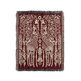 Josu Giraffe Cotton Blend Blanket Throw in Red and Off-White, full view