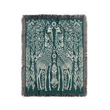 Josu Giraffe Cotton Blend Blanket Throw in Teal and Off-White, full view
