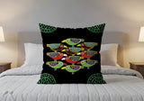 Juba Folksy Bird  Square Throw Pillow in Black - Size 18x18