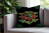 Juba Folksy Bird  Square Throw Pillow in Black - Size 18x18