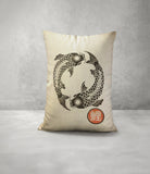 Koi Fish Faux Linen Lumber Pillow