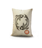 Koi Fish Faux Linen Lumber Pillow