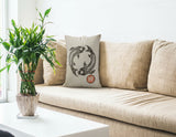 Koi Fish Faux Linen Lumber Pillow in Beige; Black - Size 14x20