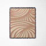 Konga Hand Woven Throw Blanket in Rust and Beige, laid flat