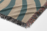Konga Hand Woven Throw Blanket in Teal and Beige, side view