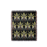 Kossy Giraffe Cotton Blend Blanket Throw in Black and Green, full view