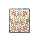 Kossy Giraffe Cotton Blend Blanket Throw in Green, Burnt Orange and Off-White, full view