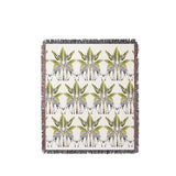 Kossy Giraffe Cotton Blend Blanket Throw in Gray, Green and Off-White, full view
