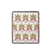 Kossy Giraffe Cotton Blend Blanket Throw in Pink, Green and Off-White, full view