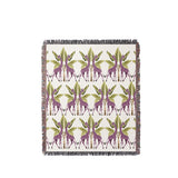 Kossy Giraffe Cotton Blend Blanket Throw in Purple, Green and Off-White, full view