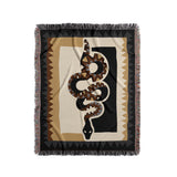 Kotu Snake Cotton Blend Blanket Throw in Black, Beige and Gray, full view