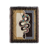 Kotu Snake Cotton Blend Blanket Throw in Brown, Beige and Gray, full view