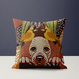 Lanie Microsuede Square Pillow in Brown/Green/Beige/Yellow - Size 16x16