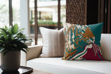 Leon Tiger Faux Suede Square Indoor Pillow in Amber Flame - Size 20x20