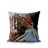 Leon Tiger Faux Suede Square Indoor Pillow