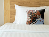 Leon Tiger Faux Suede Square Indoor Pillow in Emberwood - Size 20x20