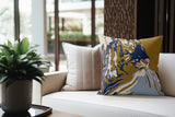 Leon Tiger Faux Suede Square Indoor Pillow in Midnight Royal - Size 20x20
