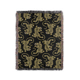Leonard Tiger Cotton Blend Blanket Throw in Black and Off-White, full view