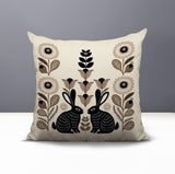 Lexa Rabbit Reversible Indoor/Outdoor Square Pillow in Beige - Size 20x20