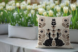 Lexa Rabbit Reversible Indoor/Outdoor Square Pillow in Beige - Size 20x20