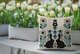 Lexa Rabbit Reversible Indoor/Outdoor Square Pillow in Emerald - Size 20x20