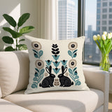 Lexa Rabbit Reversible Indoor/Outdoor Square Pillow in Emerald - Size 20x20