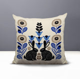 Lexa Rabbit Reversible Indoor/Outdoor Square Pillow in Navy Blue - Size 20x20