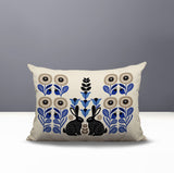 Lexa Rabbit Reversible Indoor/Outdoor Lumbar Pillow in Navy Blue - Size 25x18