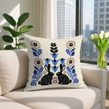 Lexa Rabbit Reversible Indoor/Outdoor Square Pillow in Navy Blue - Size 20x20