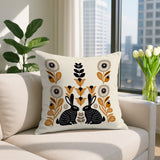 Lexa Rabbit Reversible Indoor/Outdoor Square Pillow in Orange - Size 20x20