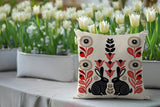 Lexa Rabbit Reversible Indoor/Outdoor Square Pillow in Red - Size 20x20