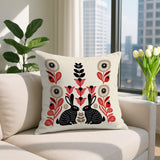 Lexa Rabbit Reversible Indoor/Outdoor Square Pillow in Red - Size 20x20
