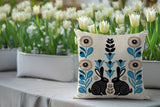 Lexa Rabbit Reversible Indoor/Outdoor Square Pillow in Turquoise - Size 20x20