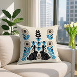 Lexa Rabbit Reversible Indoor/Outdoor Square Pillow in Turquoise - Size 20x20